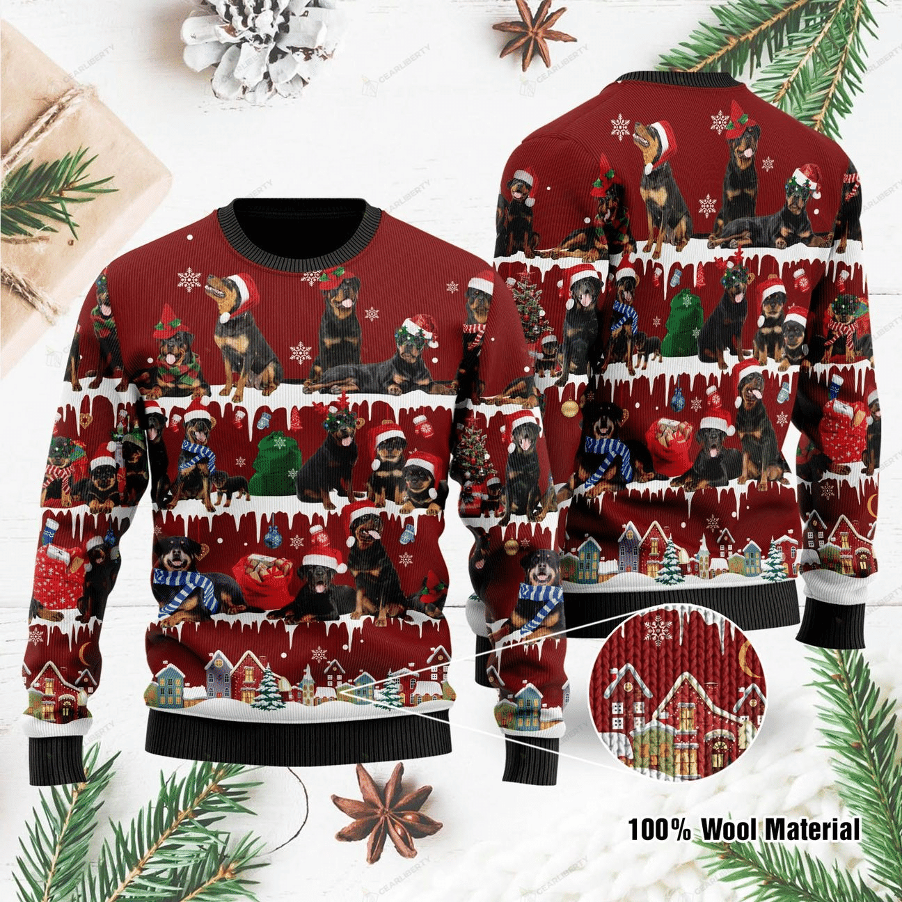 Rottweiler Ugly Christmas Sweater, Perfect Holiday Gift