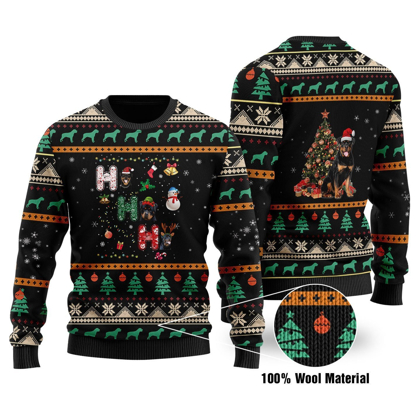 Rottweiler Ugly Christmas Sweater, Perfect Holiday Gift