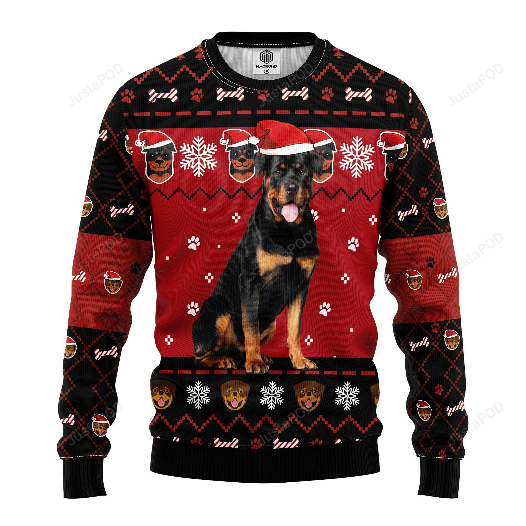 Rottweilerd Ugly Christmas Sweater, Perfect Holiday Gift