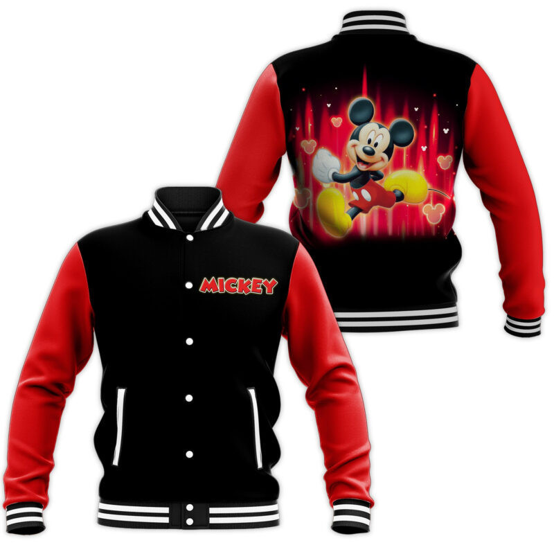 Running Mickey Fashion Baseball Jacket for Men & Women | Cartoon Fan Gift