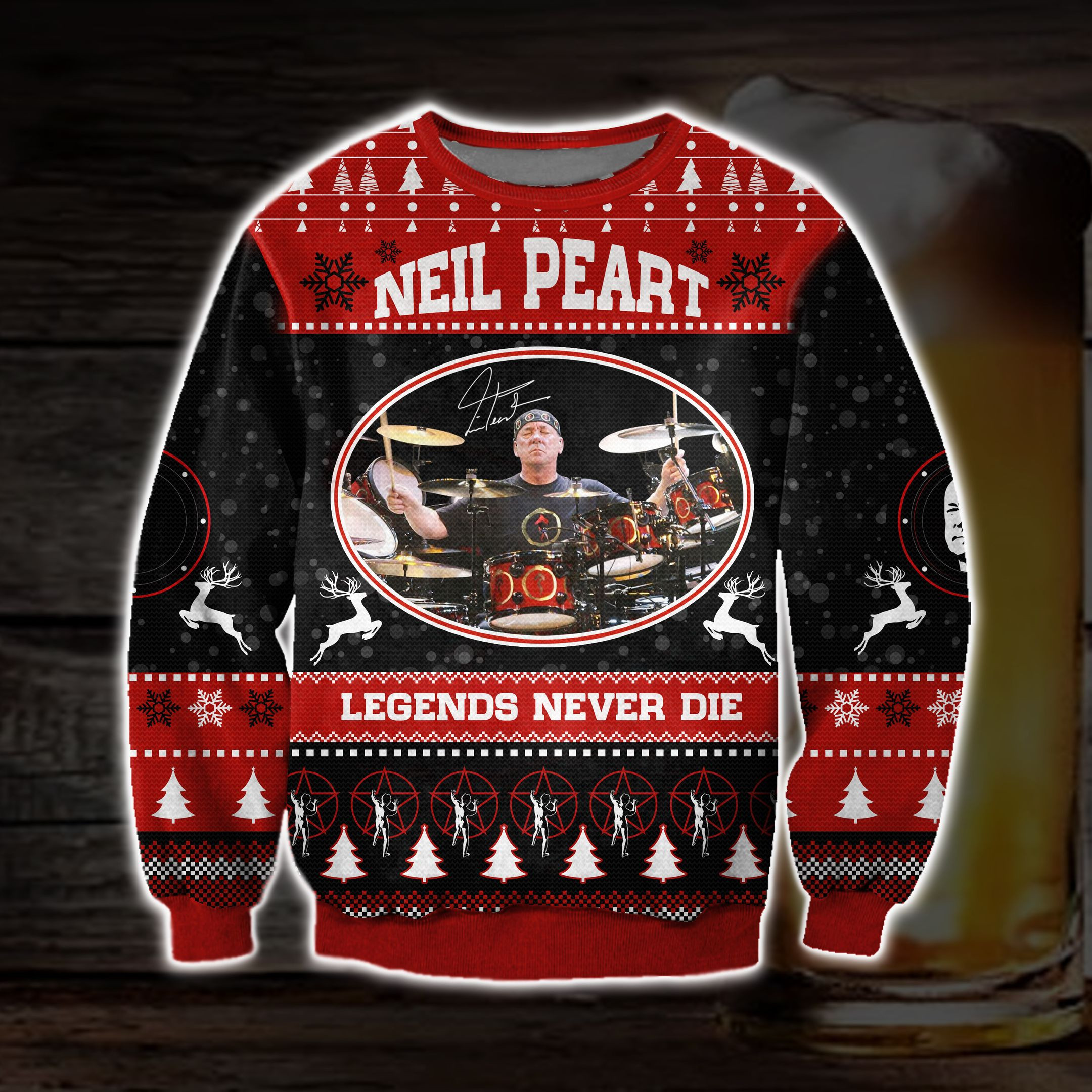 Rush Drummer Neil Peart-Legends Never Die 3D Print Ugly Christmas Sweater