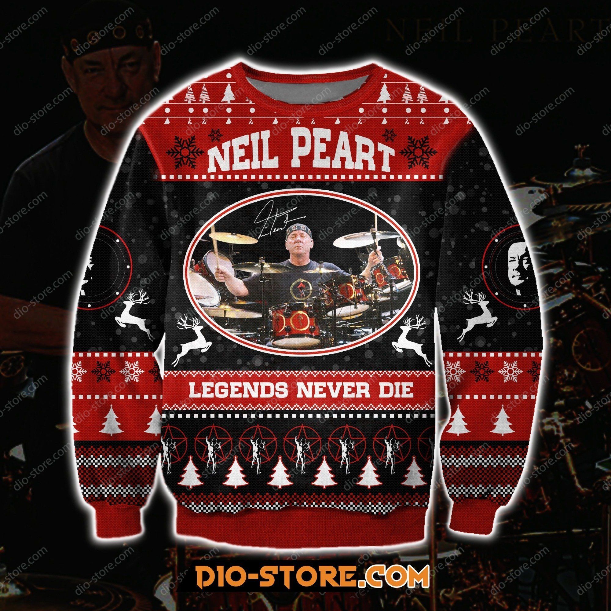 Rush Drummer Neil Peart-Legends Never Die 3D Print Ugly Sweater