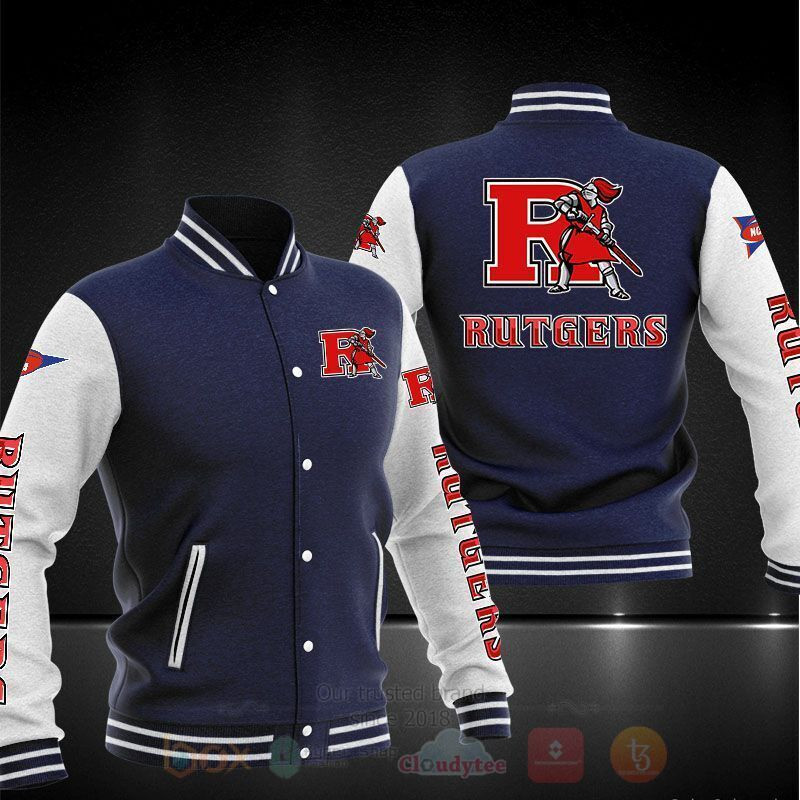 Rutgers Scarlet Knights Dark Blue White Varsity Baseball Jacket for Men & Women | NCAA Team Fan Gift
