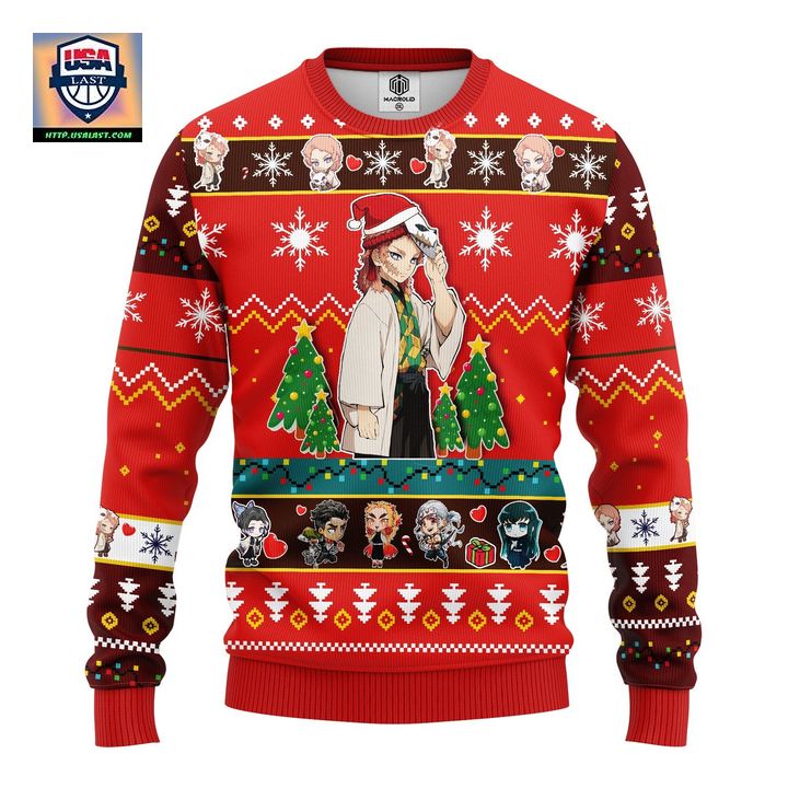 Sabito Demon Slayer Anime Ugly Christmas Sweater Red 1- Amazing Gift Idea Thanksgiving Gift