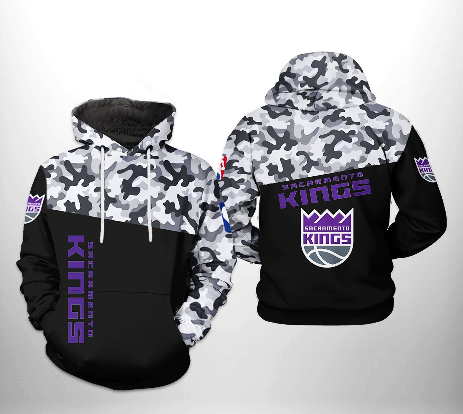 Sacramento Kings NBA Camo Veteran Team 3D All Over Print Hoodie & Zip Hoodie