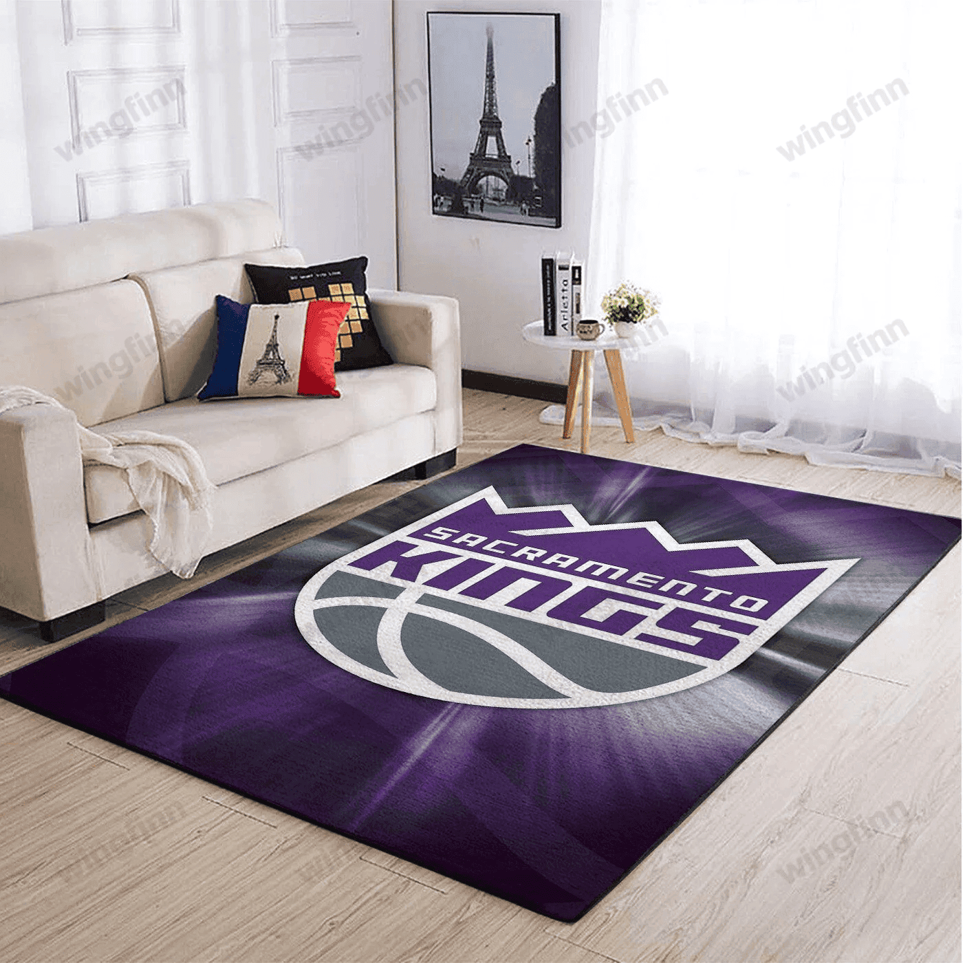 Sacramento Kings Team Logo Rectangle Area Rug – Full Print Carpet For Living Room & Bedroom Home Decor