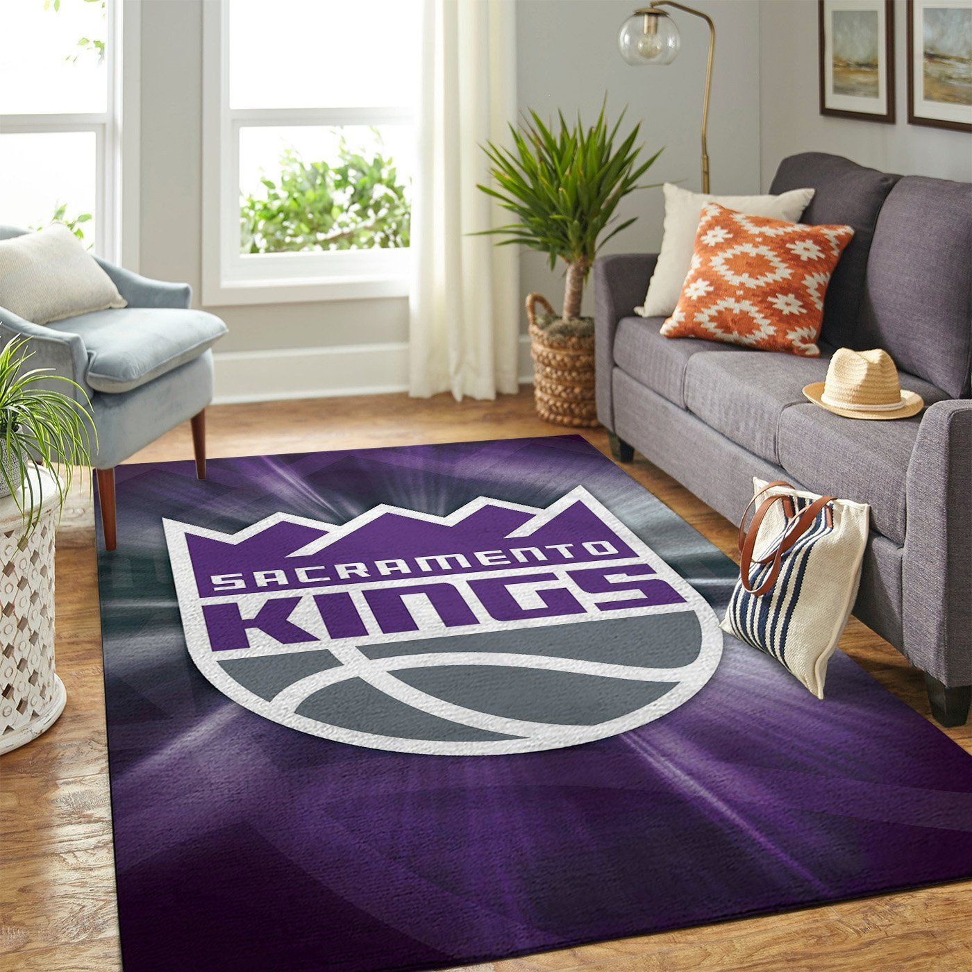 Sacramento Kings Team Logo Rectangle Area Rug – Full Print Carpet For Living Room & Bedroom Home Decor