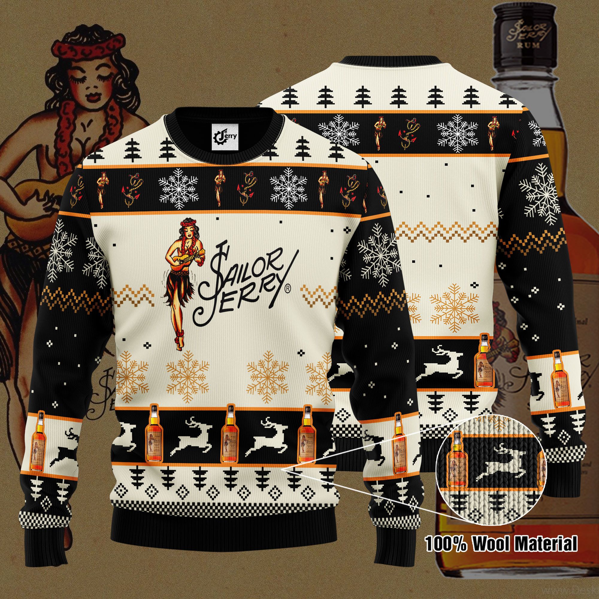 Sailor Jerry 3D Print Ugly Christmas Sweater, Hoodie, Zip Hoodie, Bomber Jacket