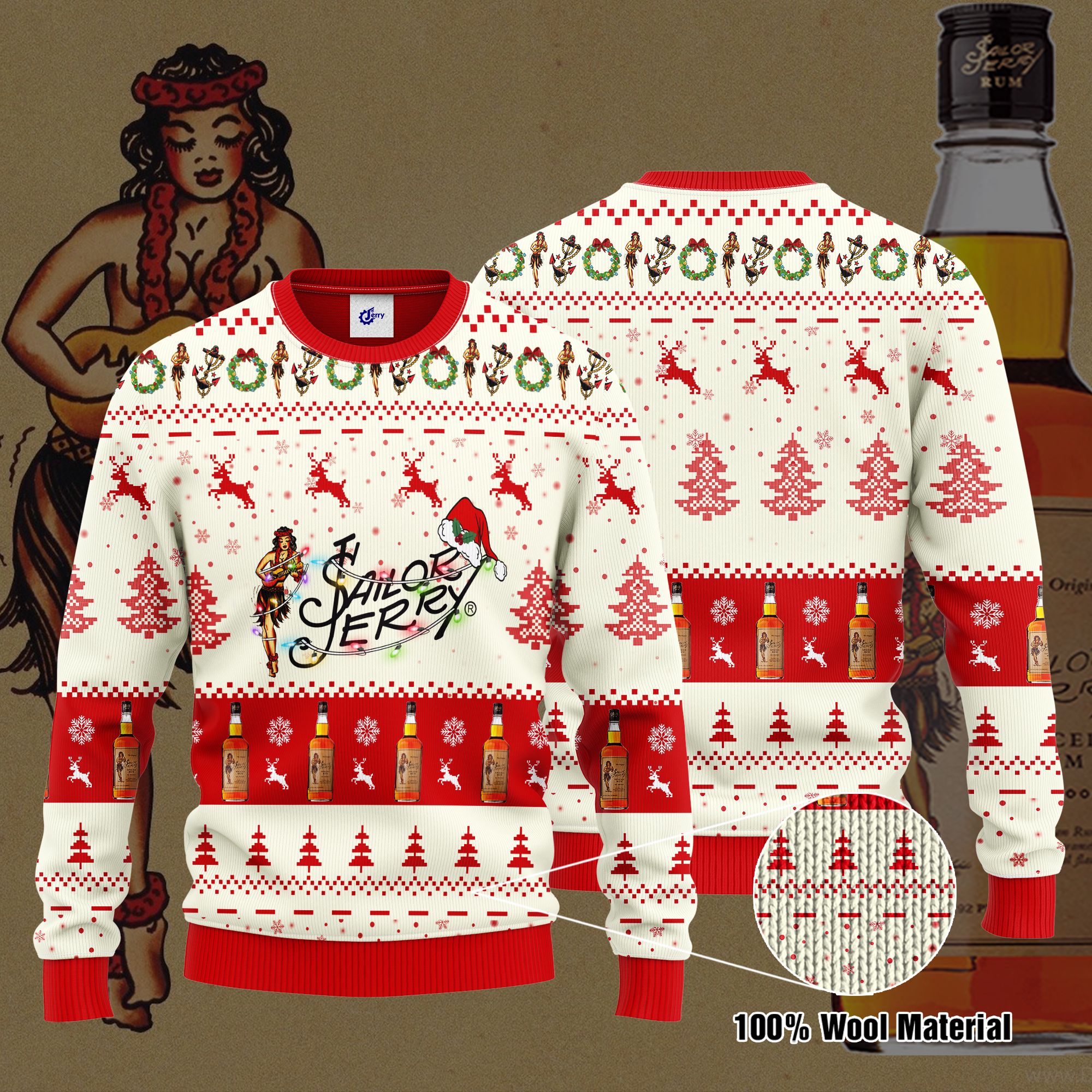 Sailor Jerry Santa Hat Christmas Ugly Christmas Sweater, Hoodie, Zip Hoodie, Bomber Jacket
