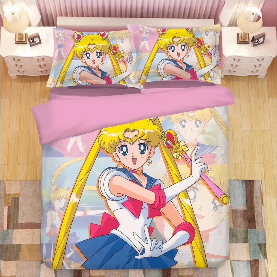 Sailor Moon Duvet Cover Quilt Cover Pillowcase Bedding Set Bed Linen Home Bedroom Decor