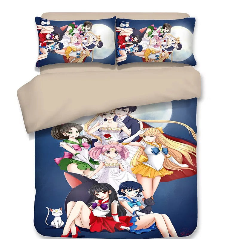 Sailor Moon Duvet Cover Quilt Cover Pillowcase Bedding Set Bed Linen Home Bedroom Decor