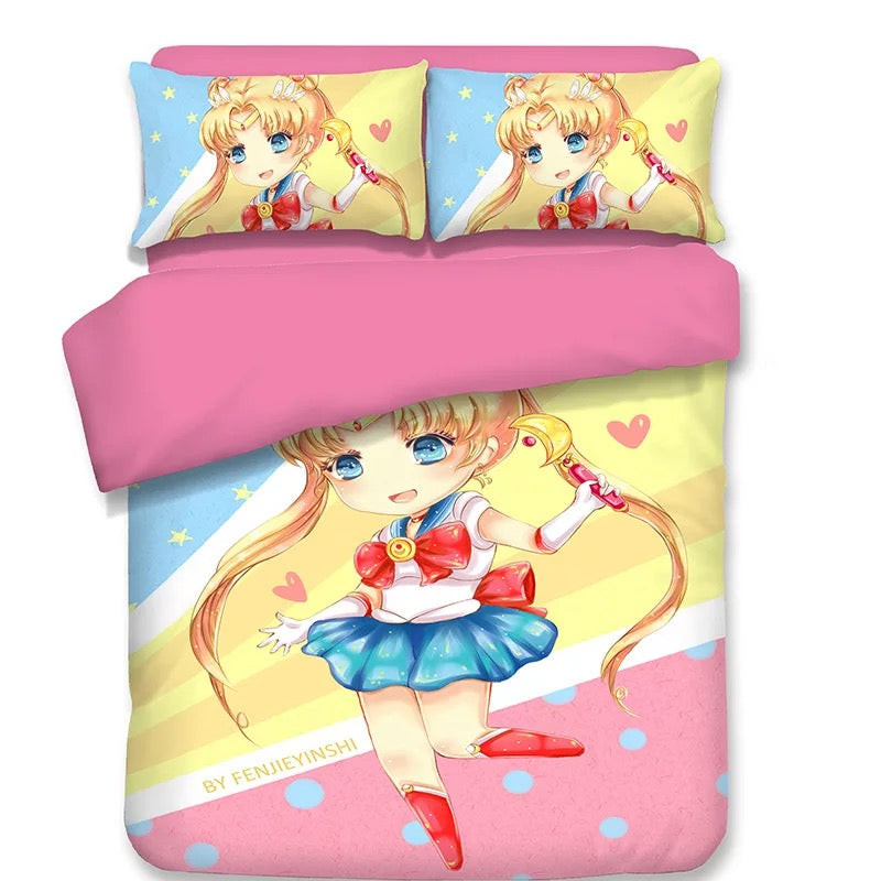 Sailor Moon Duvet Cover Quilt Cover Pillowcase Bedding Set Bed Linen Home Bedroom Decor