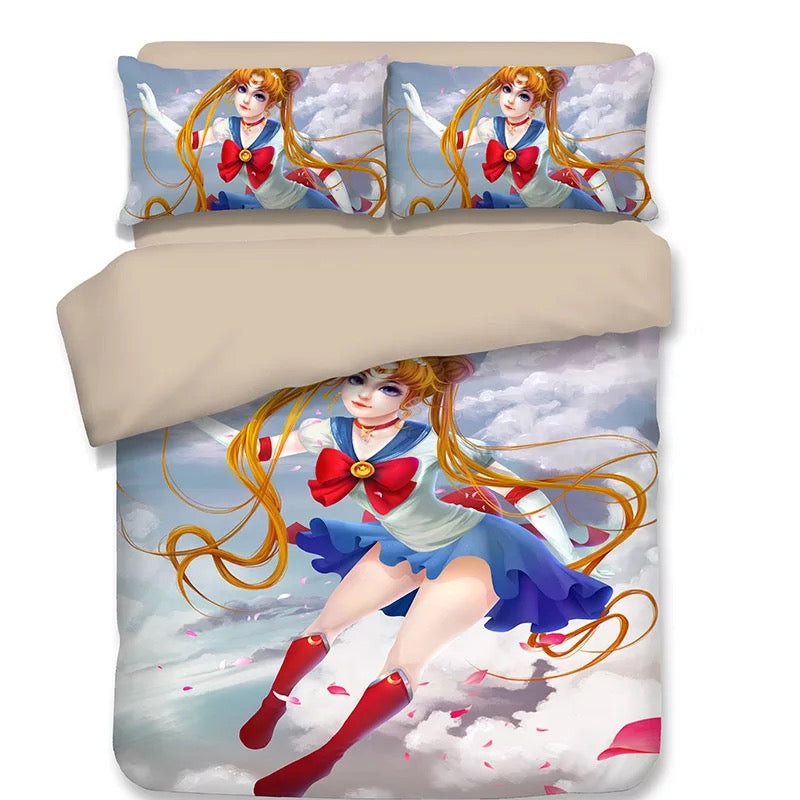 Sailor Moon Duvet Cover Quilt Cover Pillowcase Bedding Set Bed Linen Home Bedroom Decor