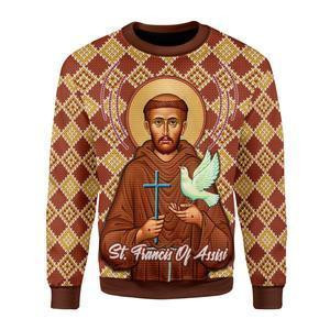 Saint Francis Of Assisi Ugly Christmas Sweater, Perfect Holiday Gift