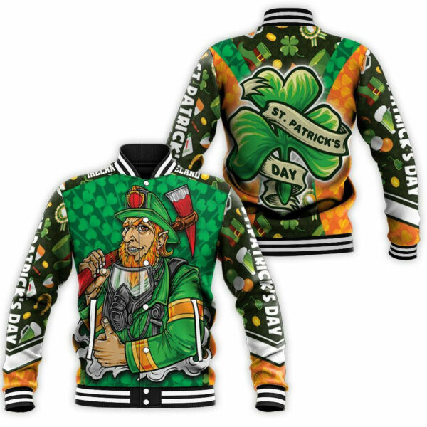 Saint Patrickâ€™s Day Firefighter Baseball Jacket for Men & Women | Holiday Fan Gift