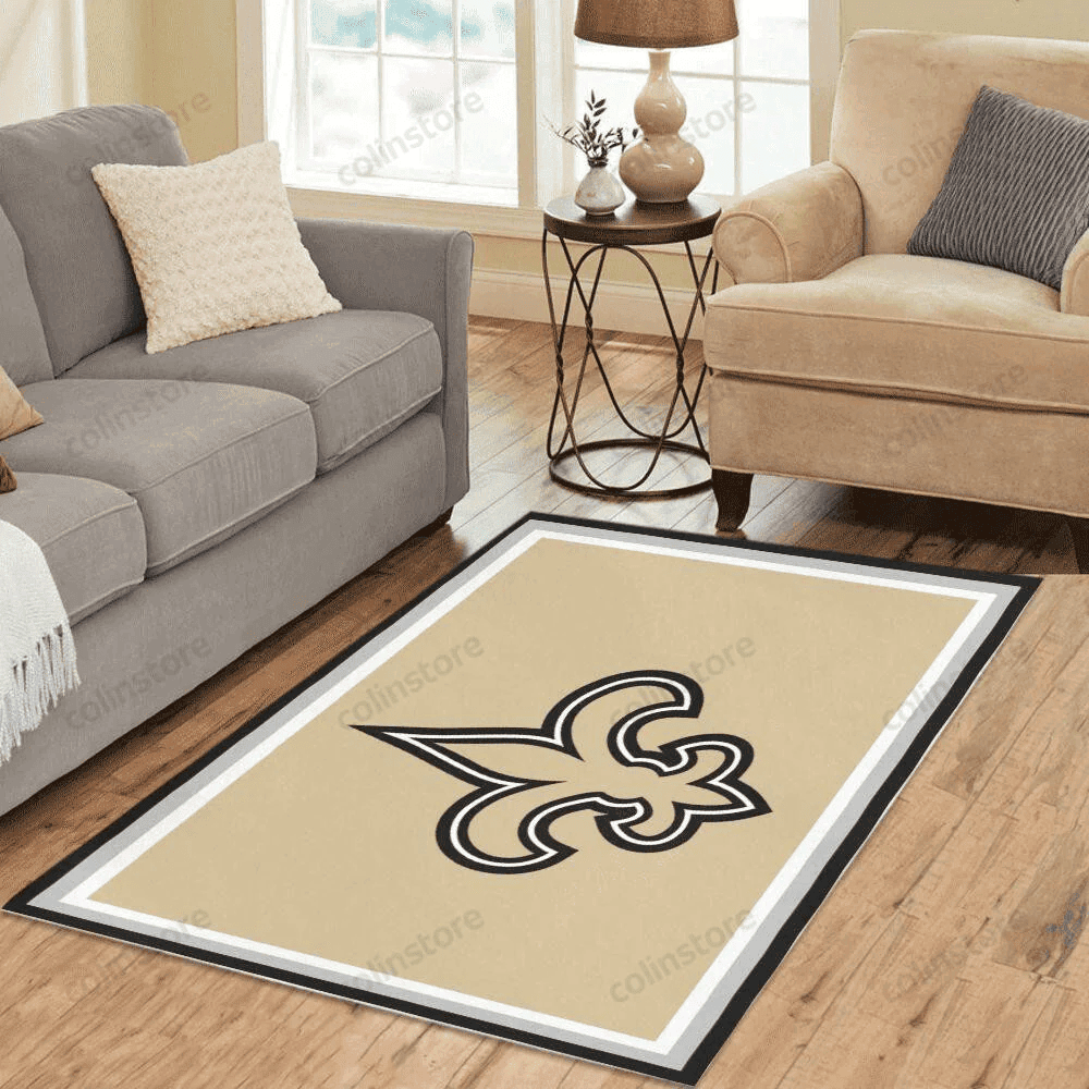 Saints Team Logo Grey Wooden 3D Rectangle Area Rug – Full Print Carpet For Living Room & Bedroom Home Decor