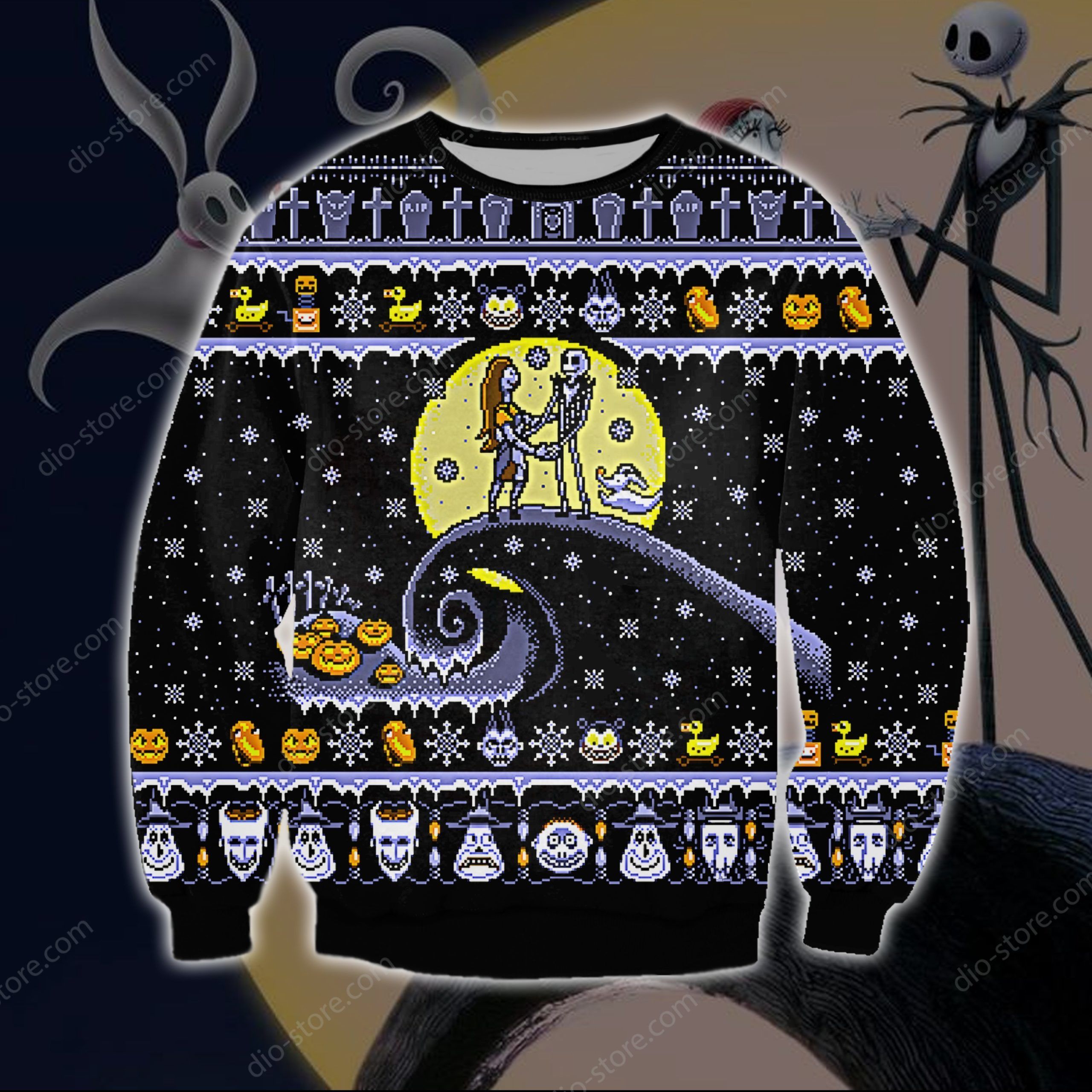 Sally And Jack Knitting Pattern 3D Print Ugly Sweater