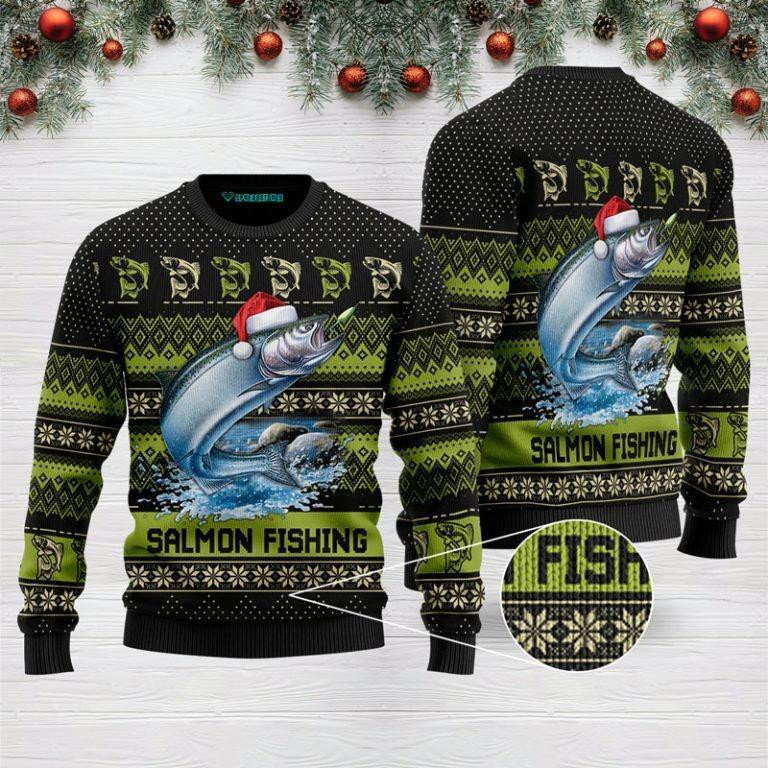 Salmon Fishing Ugly Christmas Sweater, Perfect Holiday Gift