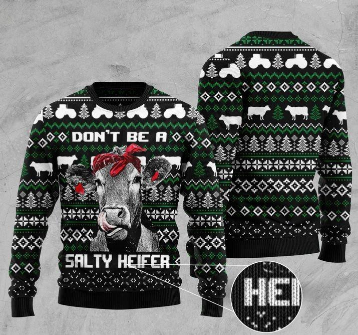 Salty Heifer Ugly Christmas Sweater, Perfect Holiday Gift