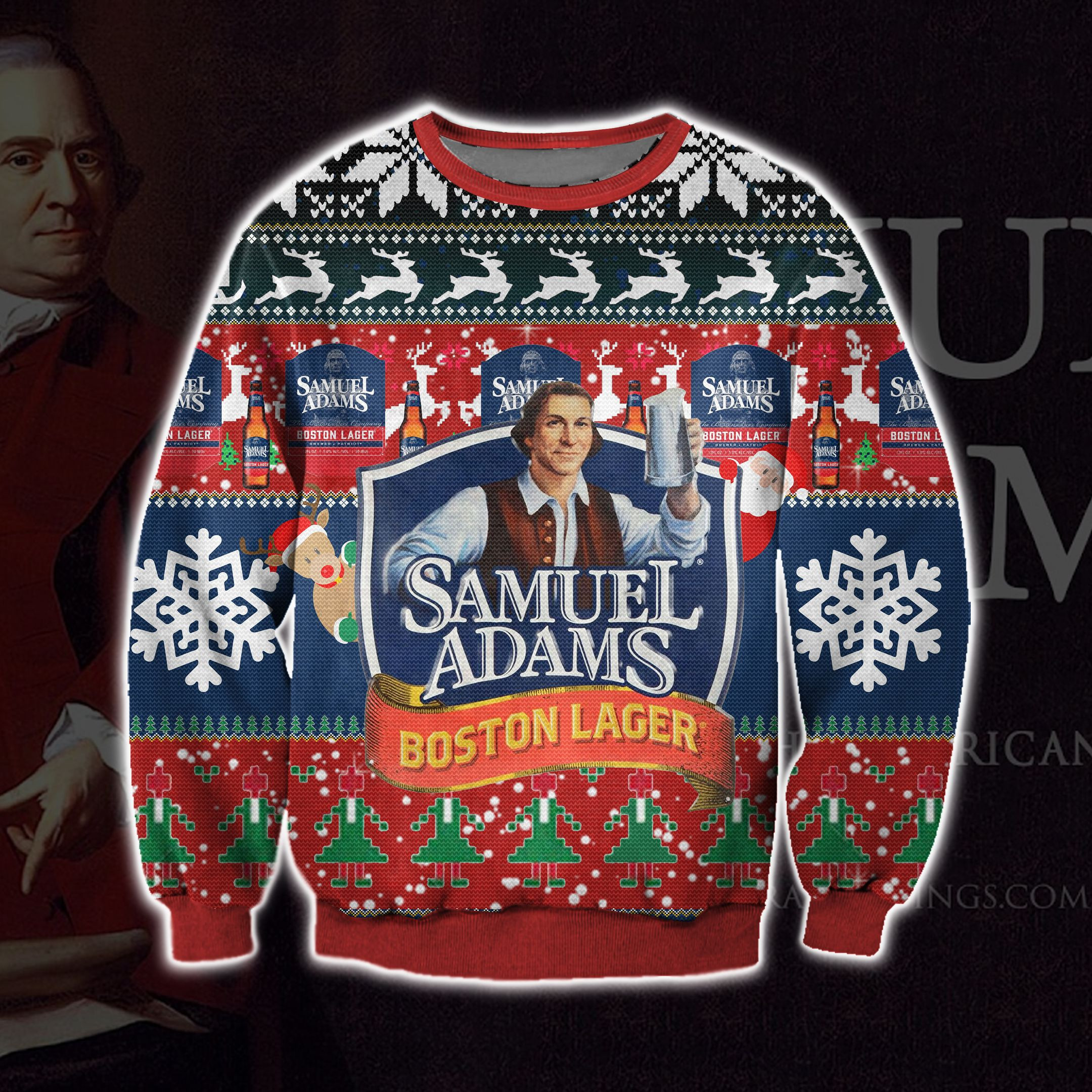 Samuel Adams Knitting Pattern 3D Print Ugly Christmas Sweater