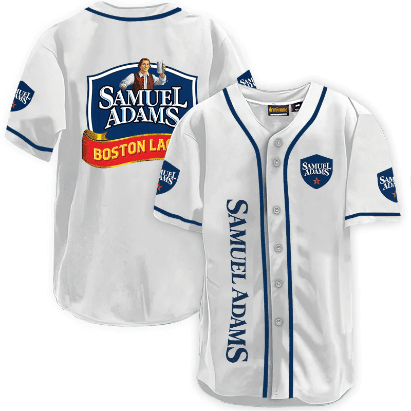 Samuel Adams White Baseball Jersey, Beer Lover Gift, Beer Jersey For Men Women