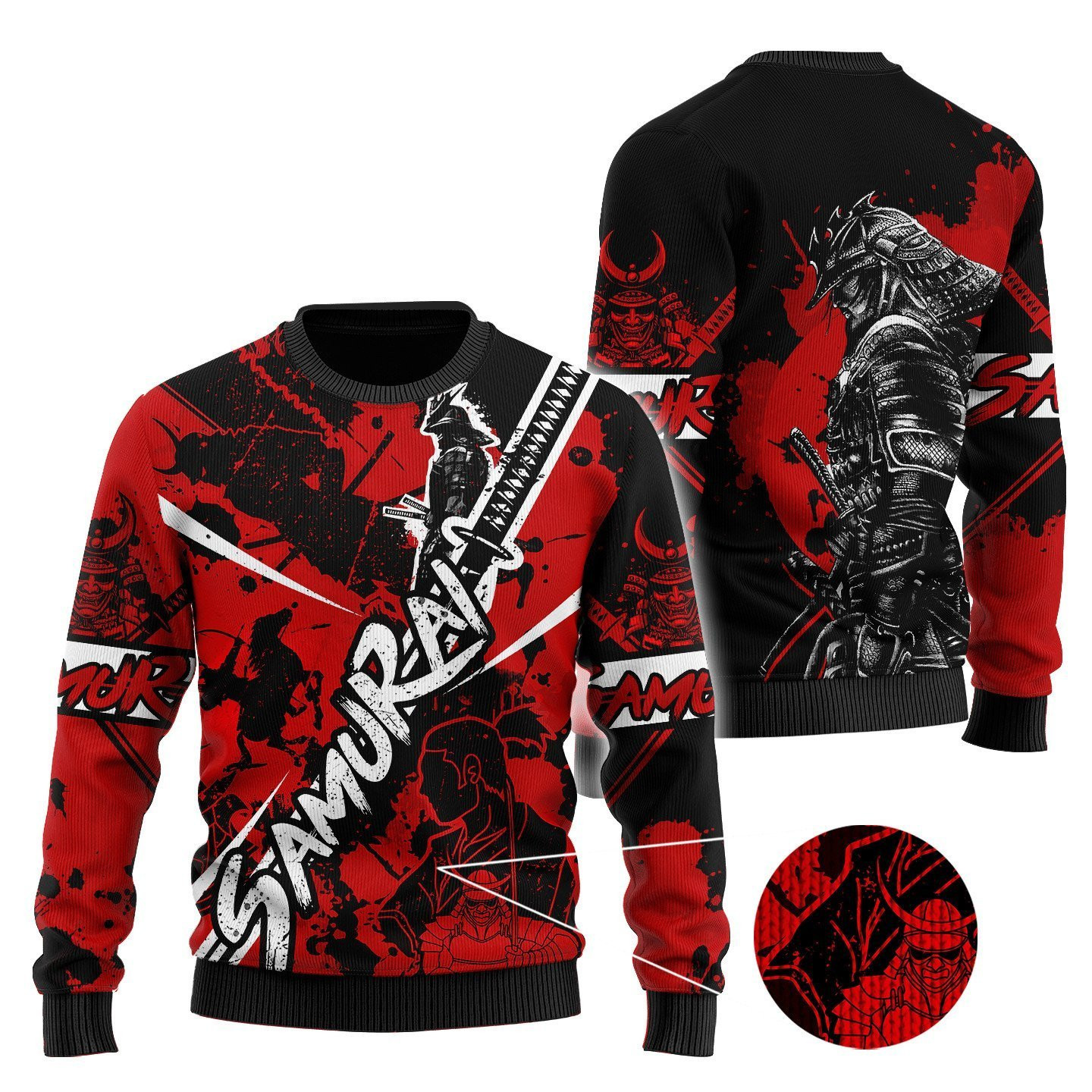 Samurai Tattoo Ugly Christmas Sweater