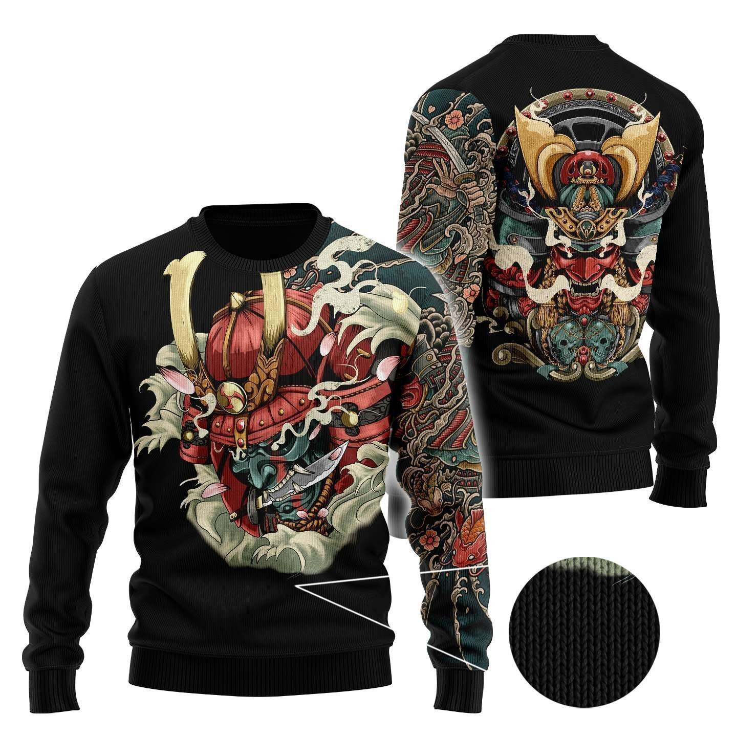 Samurai Tattoo Ugly Christmas Sweater