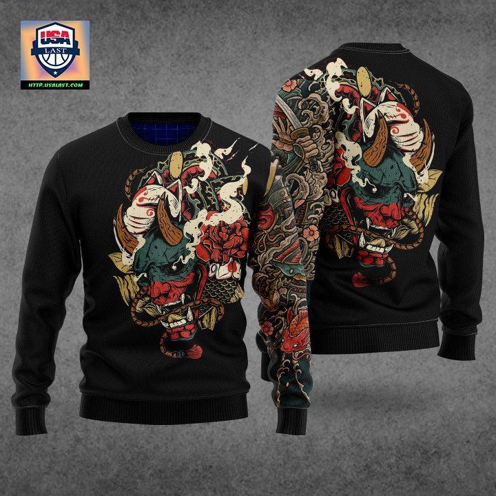 Samurai Tattoo Ugly Christmas Sweater For Men Women Adult Uh1010