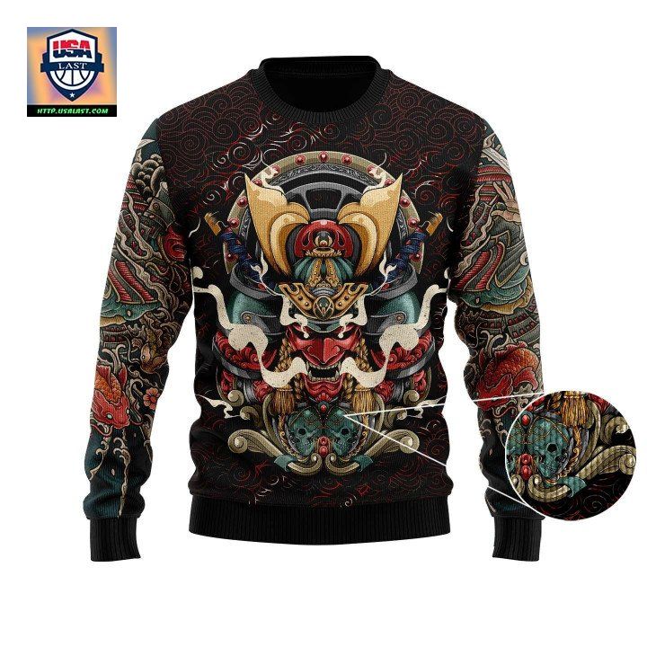 Samurai Tattoo Ugly Christmas Sweater For Men Women Adult Us4133