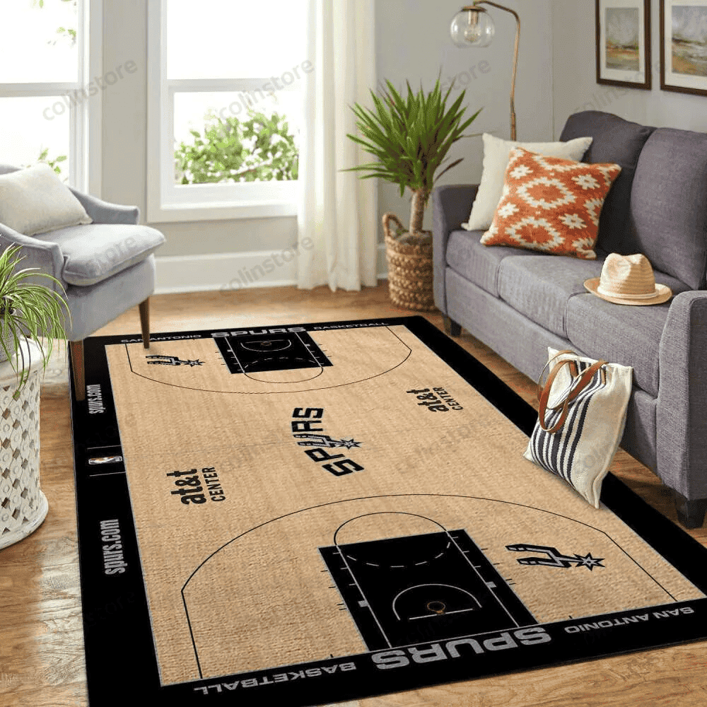 San Antonio Spurs Court 3D Rectangle Area Rug – Full Print Carpet For Living Room & Bedroom Home Decor