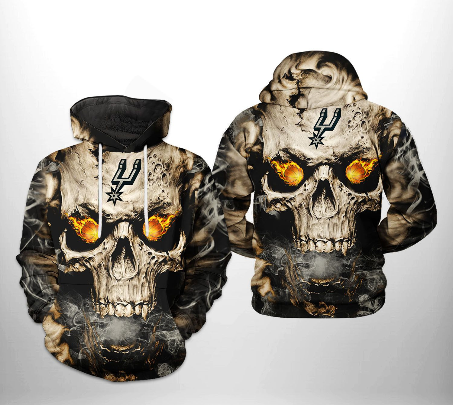 San Antonio Spurs NBA Skull 3D All Over Print Hoodie & Zip Hoodie