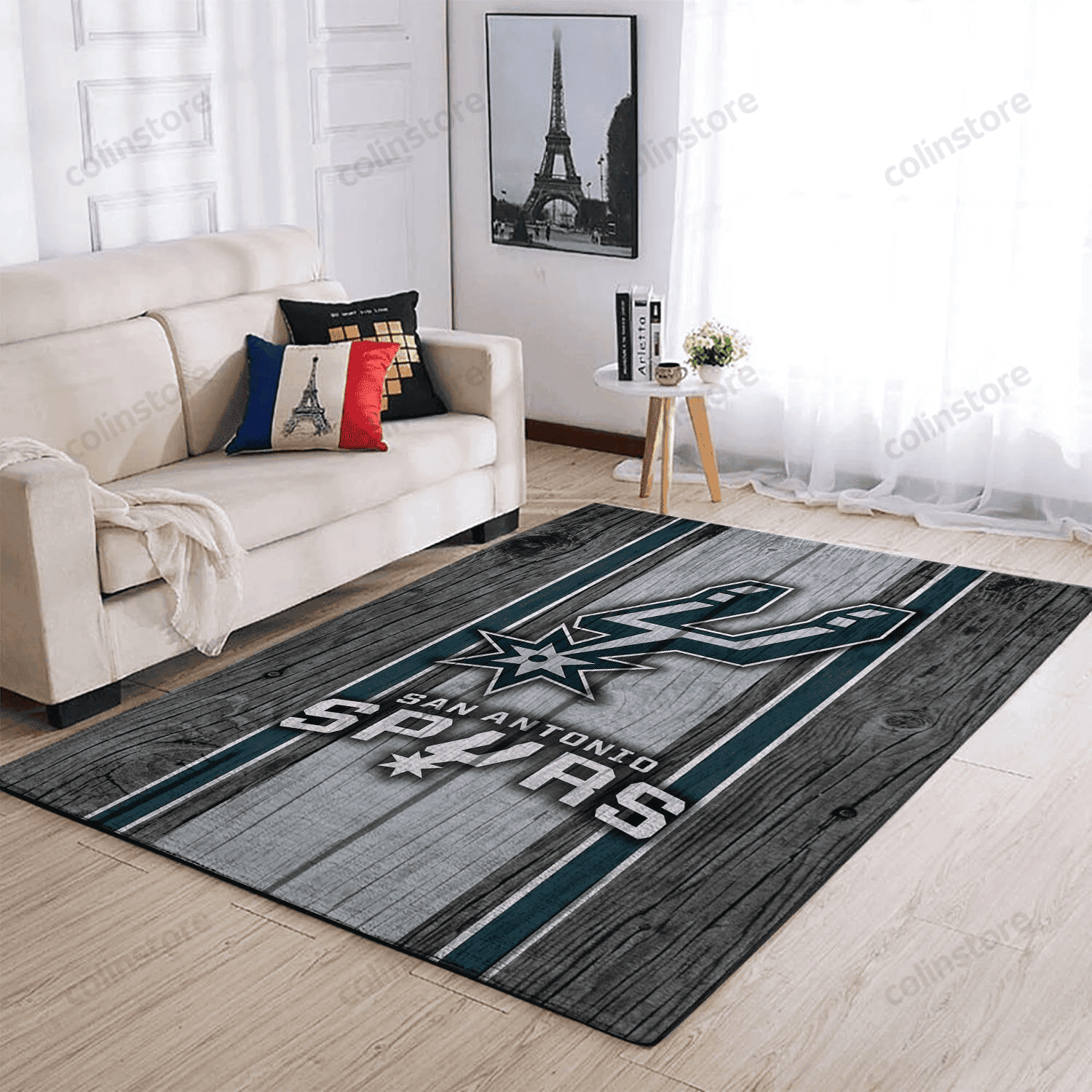 San Antonio Spurs Team Logo Wooden 3D Rectangle Area Rug – Full Print Carpet For Living Room & Bedroom Home Decor