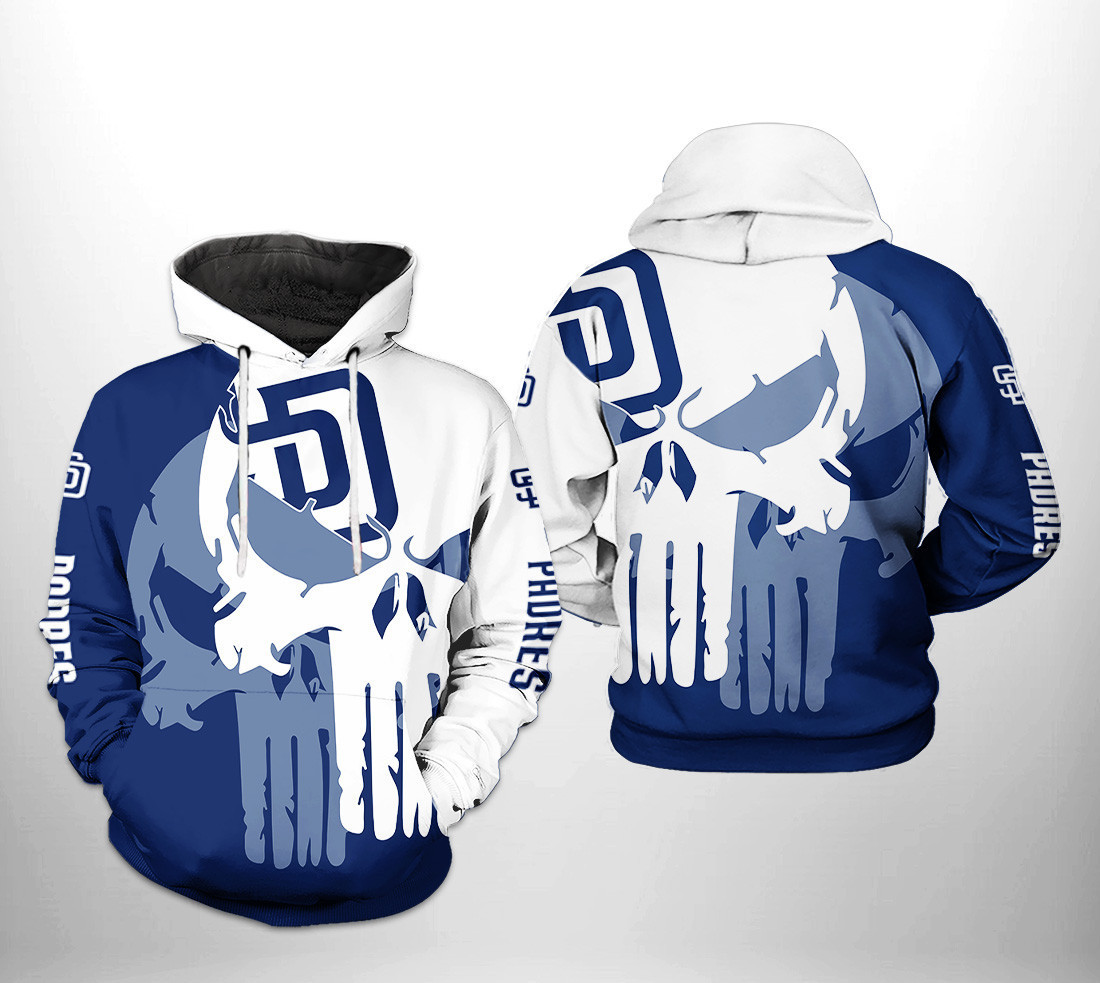 San Diego Padres MLB Team Skull 3D All Over Print Hoodie & Zip Hoodie
