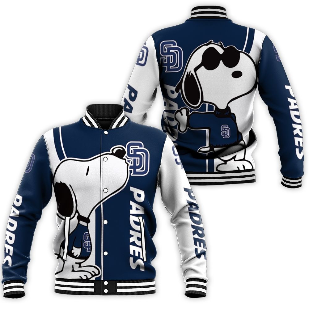 San Diego Padres Snoopy Varsity Baseball Jacket for Men & Women | MLB Team Fan Gift