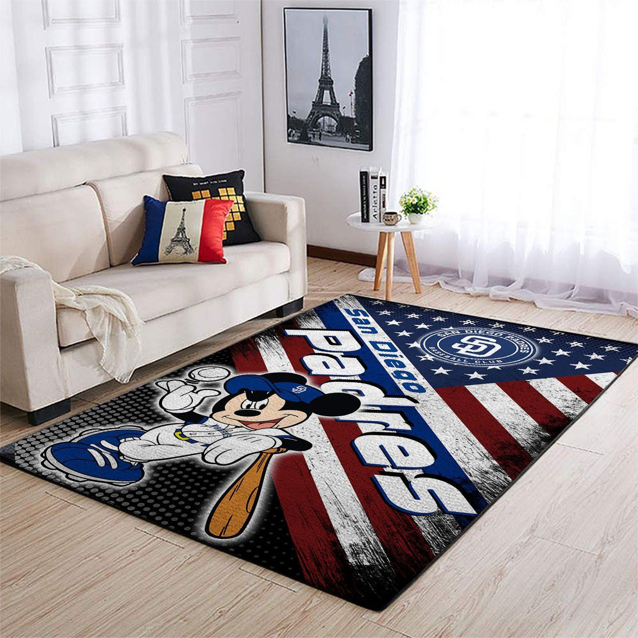 San Diego Padres Team Logo Mickey Us Rectangle Area Rug – Full Print Carpet For Living Room & Bedroom Home Decor
