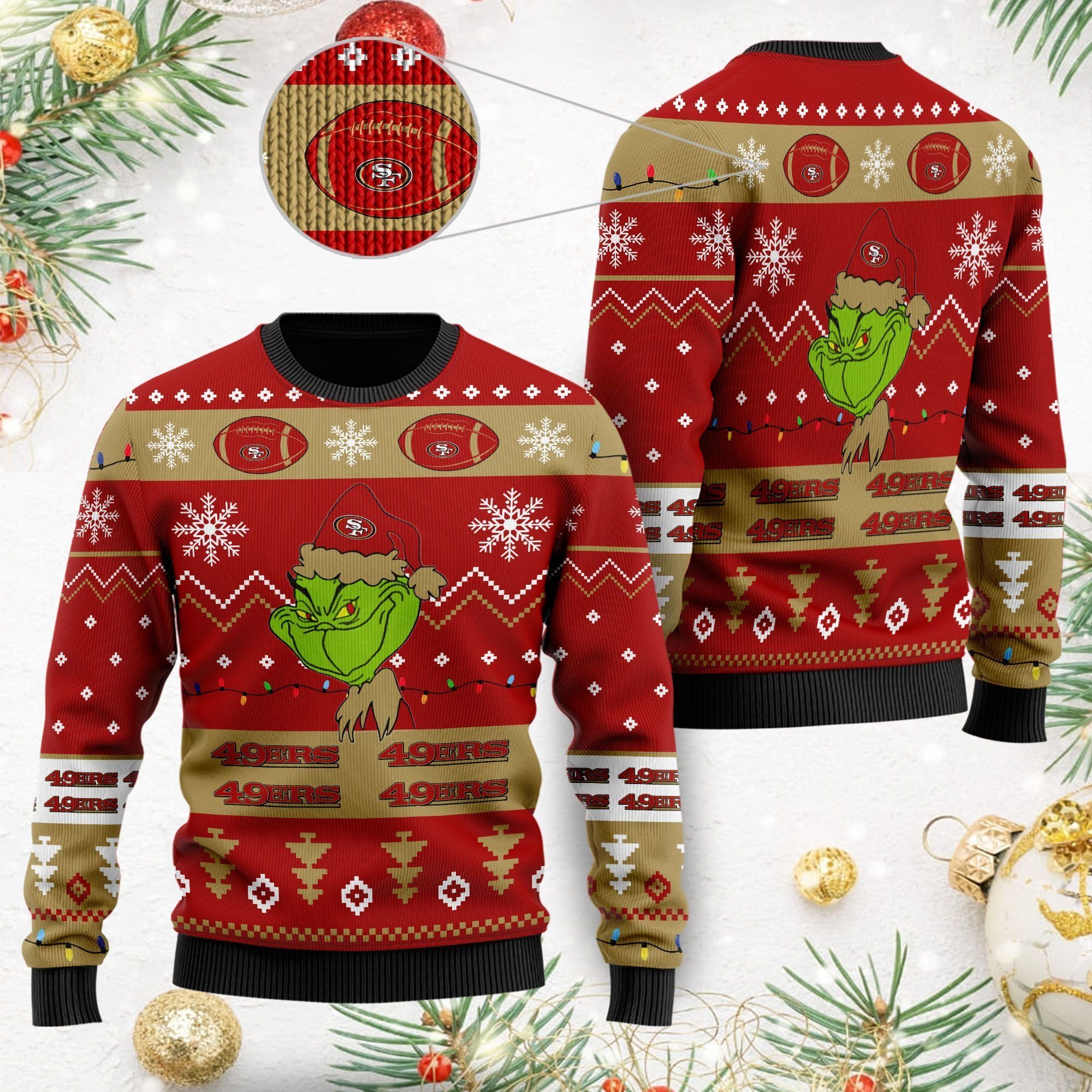 San Francisco 49ers American NFL Football Team Logo Cute Grinch 3D Men And Women Ugly Christmas Sweater For Sport Lovers On Christmas Days