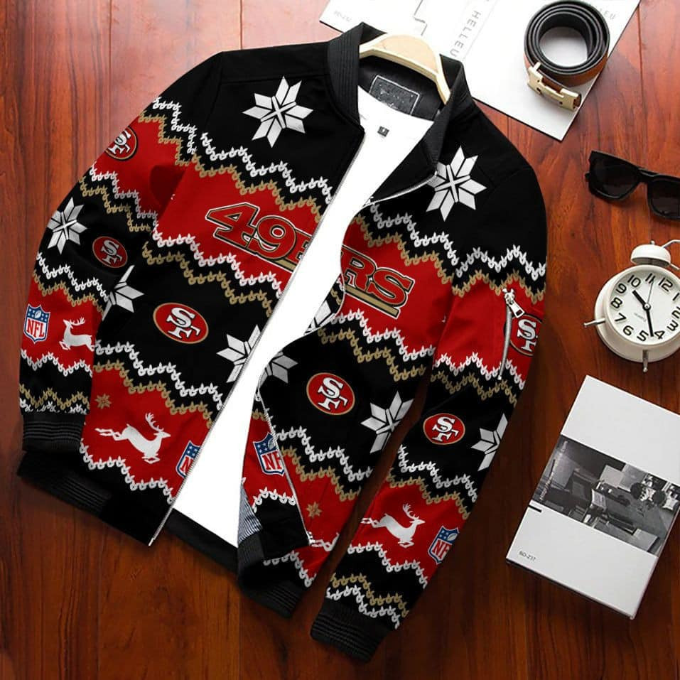 San Francisco 49ERS Christmas Bomber Jacket | NFL Team Jacket for Men & Women | Football Fan Gift