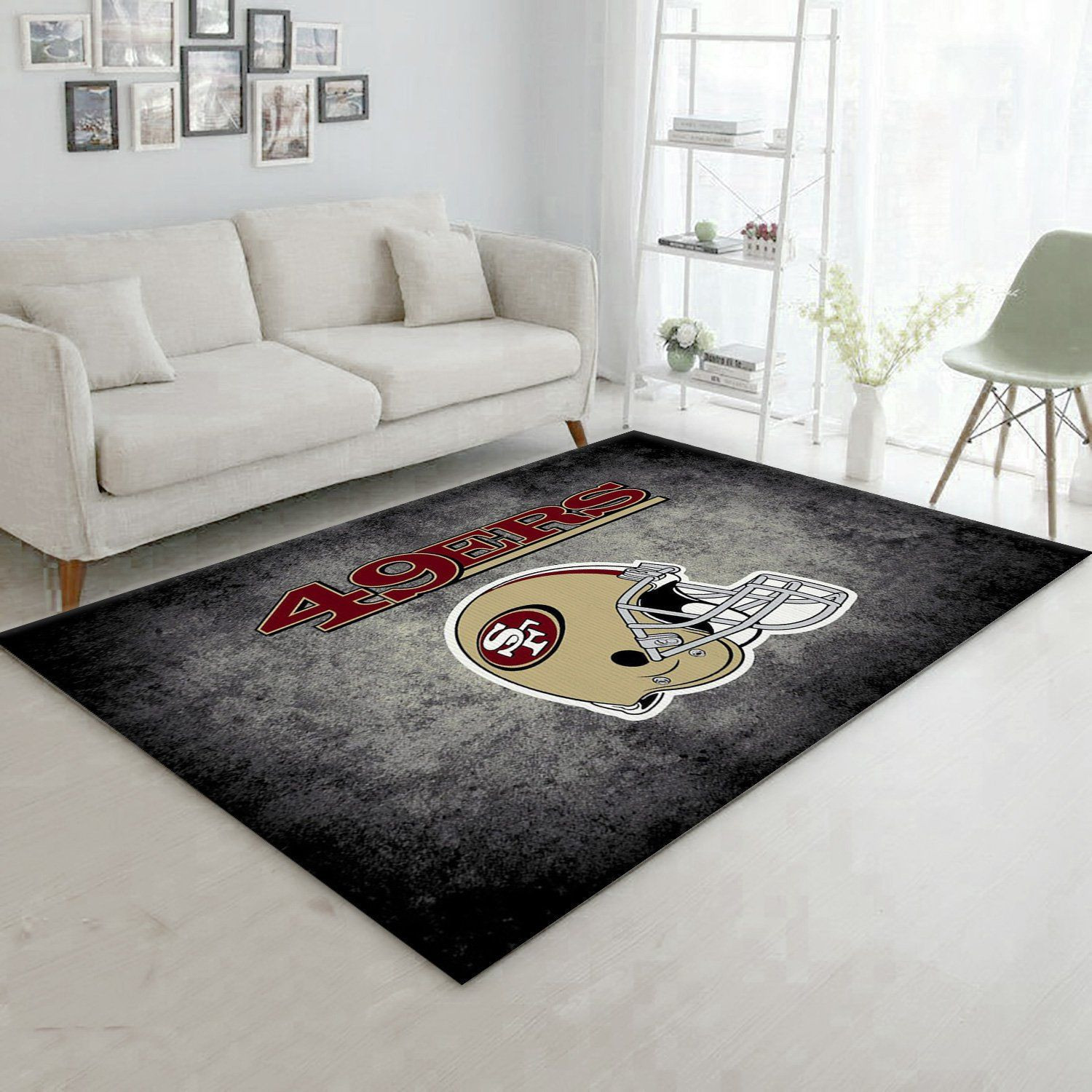 San Francisco 49ers Imperial Distressed Rug Team Logos Rectangle Area Rug – Full Print Carpet For Living Room & Bedroom Home Decor