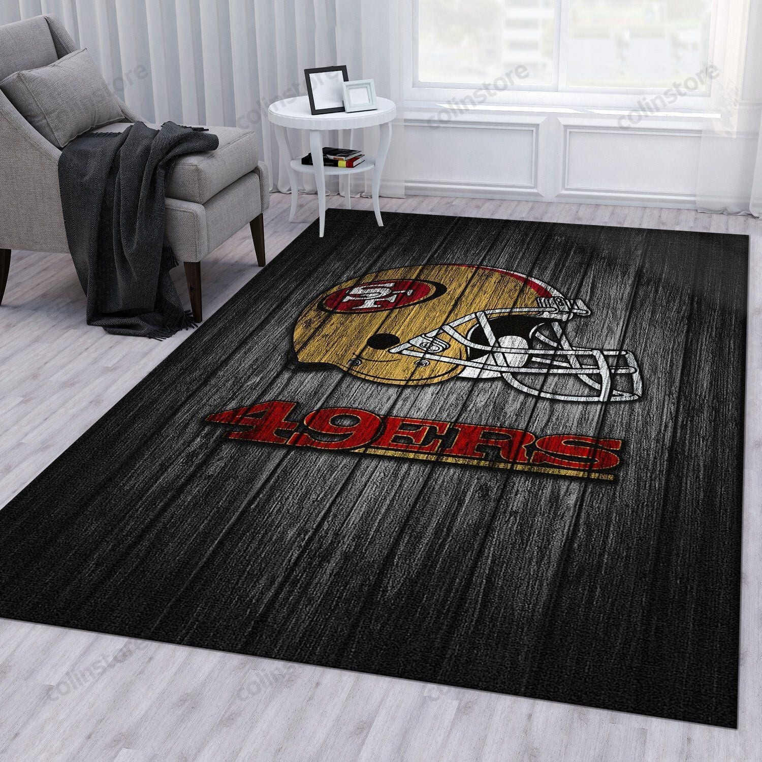San Francisco 49ers Logo Rectangle Area Rug – Full Print Carpet For Living Room & Bedroom Home Decor