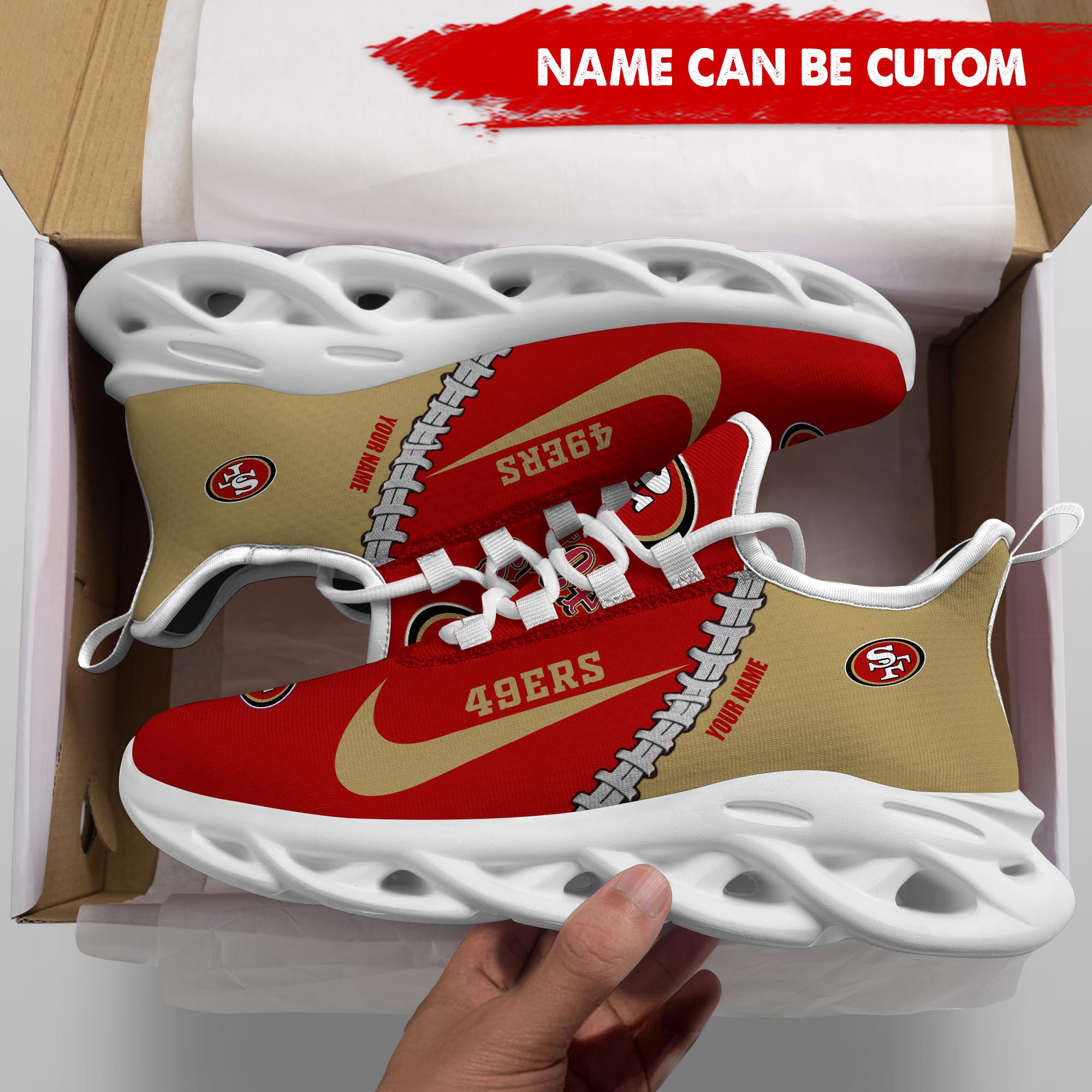 San Francisco 49ers Max Soul Shoes Sneakers for Men And Women – NFL Football Fan Shoes, Team Sneakers - Image 5