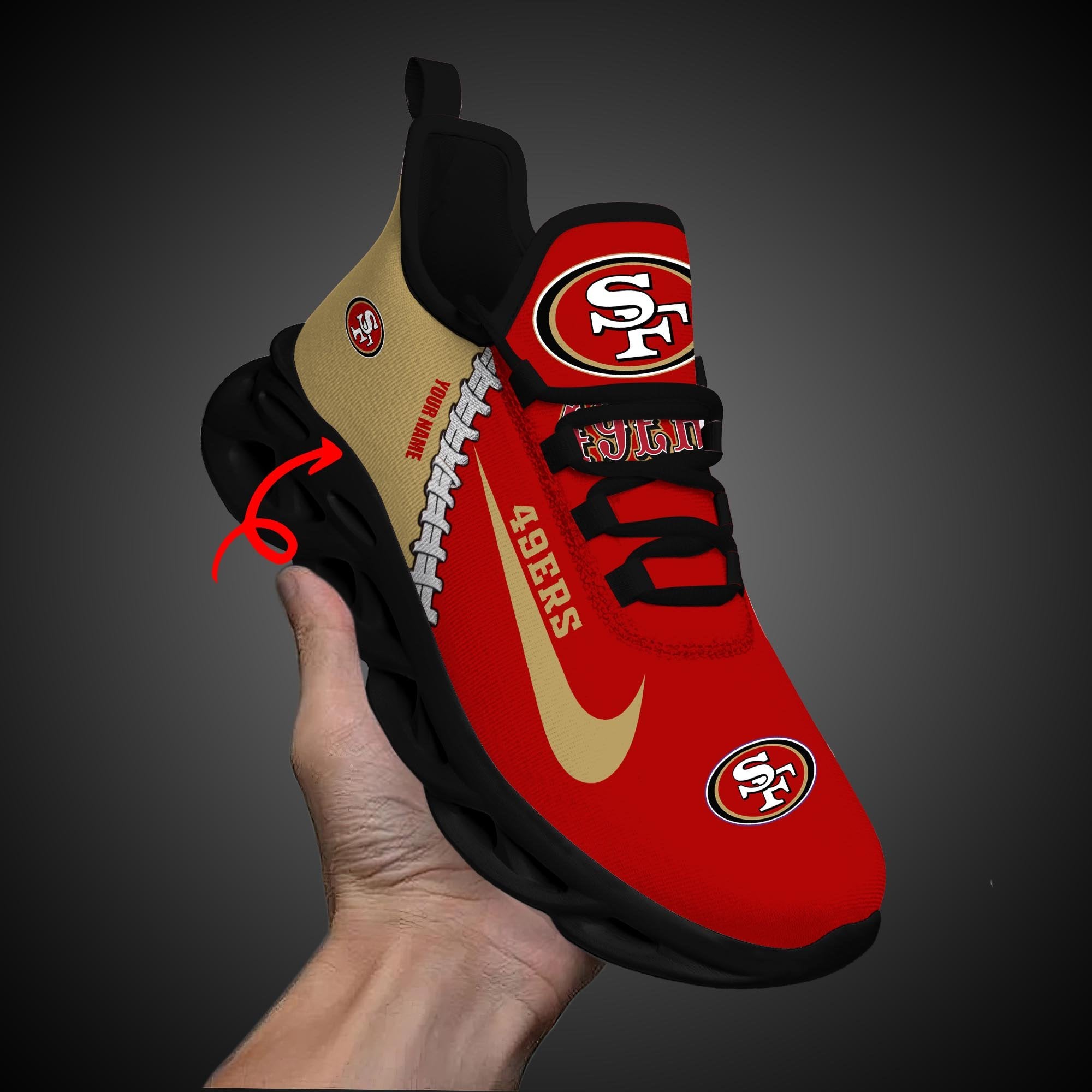 San Francisco 49ers Max Soul Shoes Sneakers for Men And Women – NFL Football Fan Shoes, Team Sneakers - Image 7