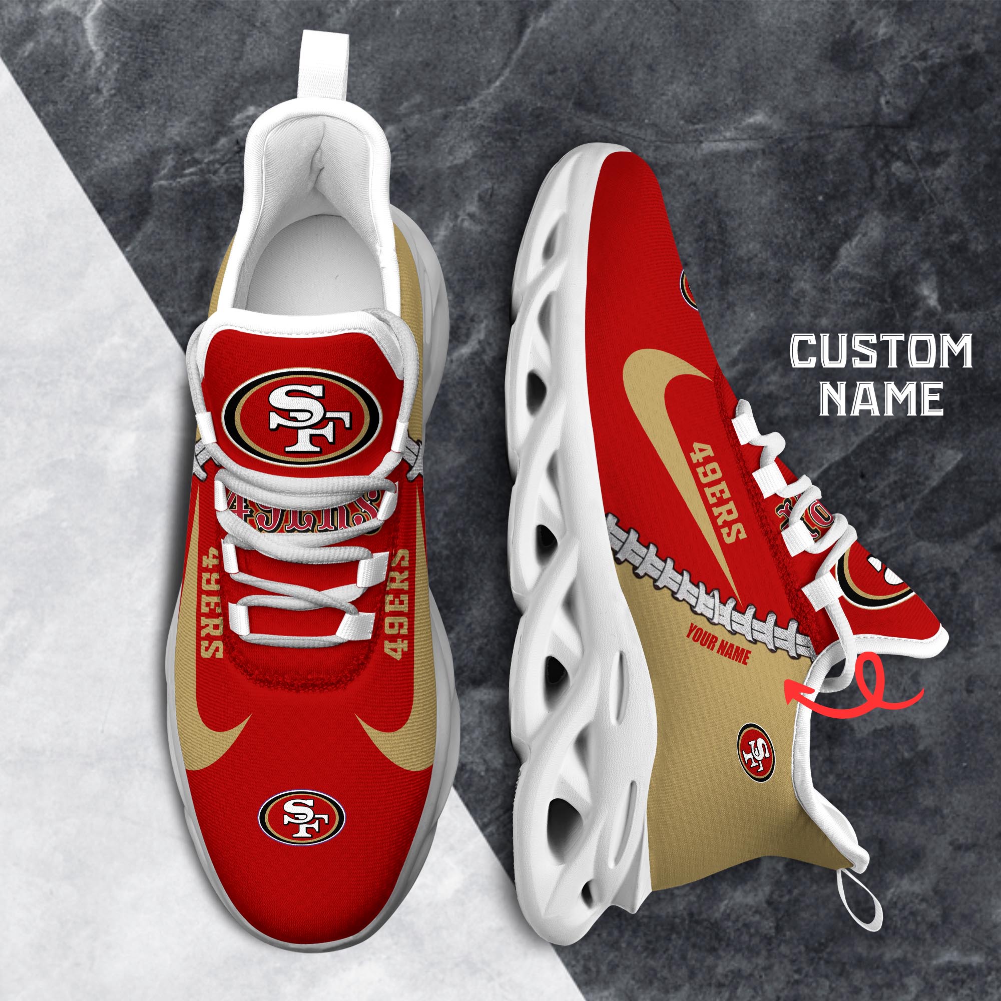 San Francisco 49ers Max Soul Shoes Sneakers for Men And Women – NFL Football Fan Shoes, Team Sneakers - Image 6
