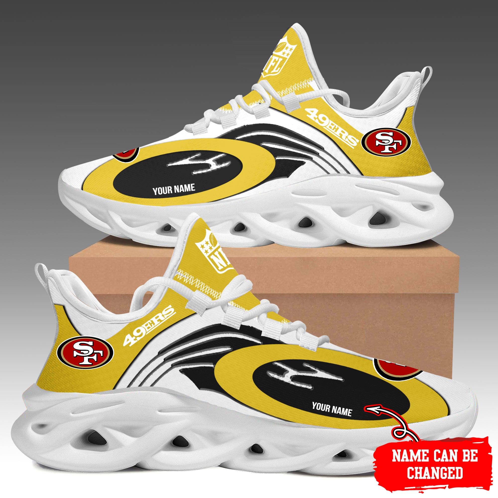 San Francisco 49ers Max Soul Shoes Sneakers for Men And Women – NFL Football Fan Shoes, Team Sneakers