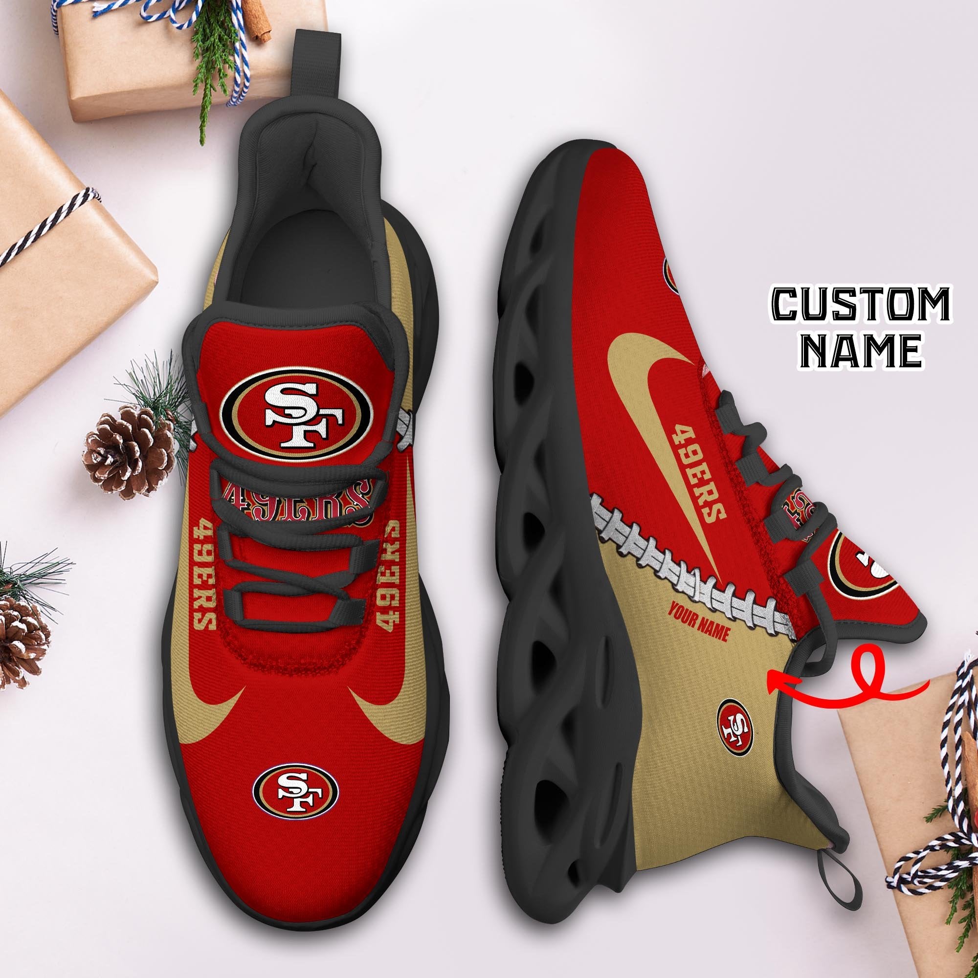 San Francisco 49ers Max Soul Shoes Sneakers for Men And Women – NFL Football Fan Shoes, Team Sneakers - Image 3