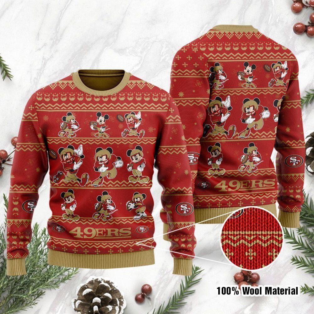 San Francisco 49ers Mickey Mouse Ugly Christmas Sweater Holiday Party Men Women Plus Size