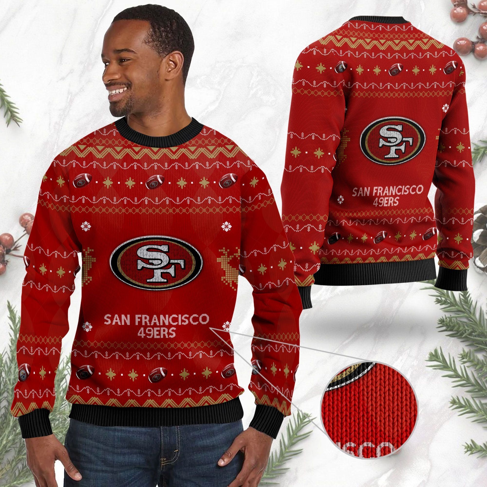 San Francisco 49ers NFL American Football Black Ugly Christmas Sweater