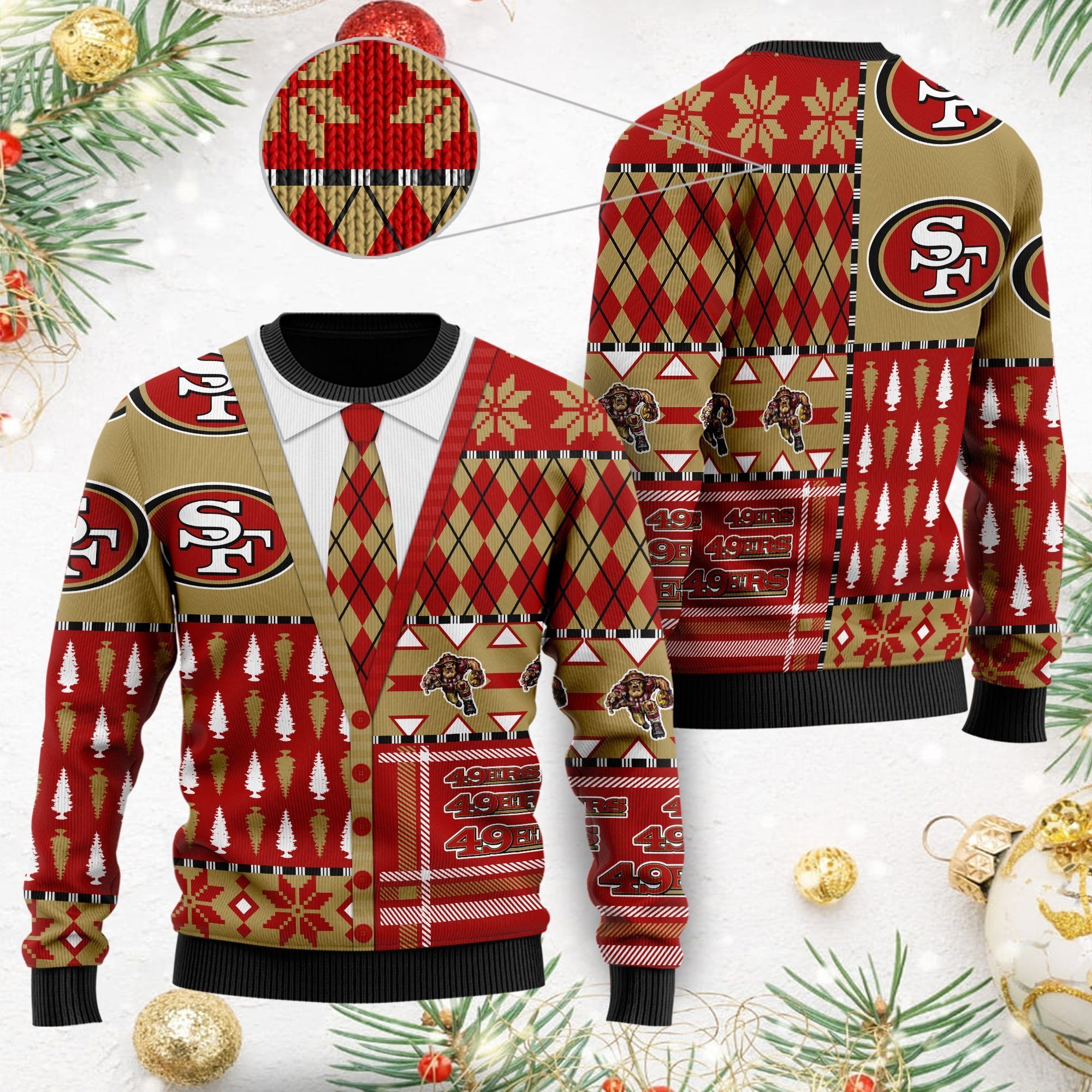 San Francisco 49ers NFL American Football Team Cardigan Style 3D Men And Women Ugly Christmas Sweater For Sport Lovers On Christmas Days