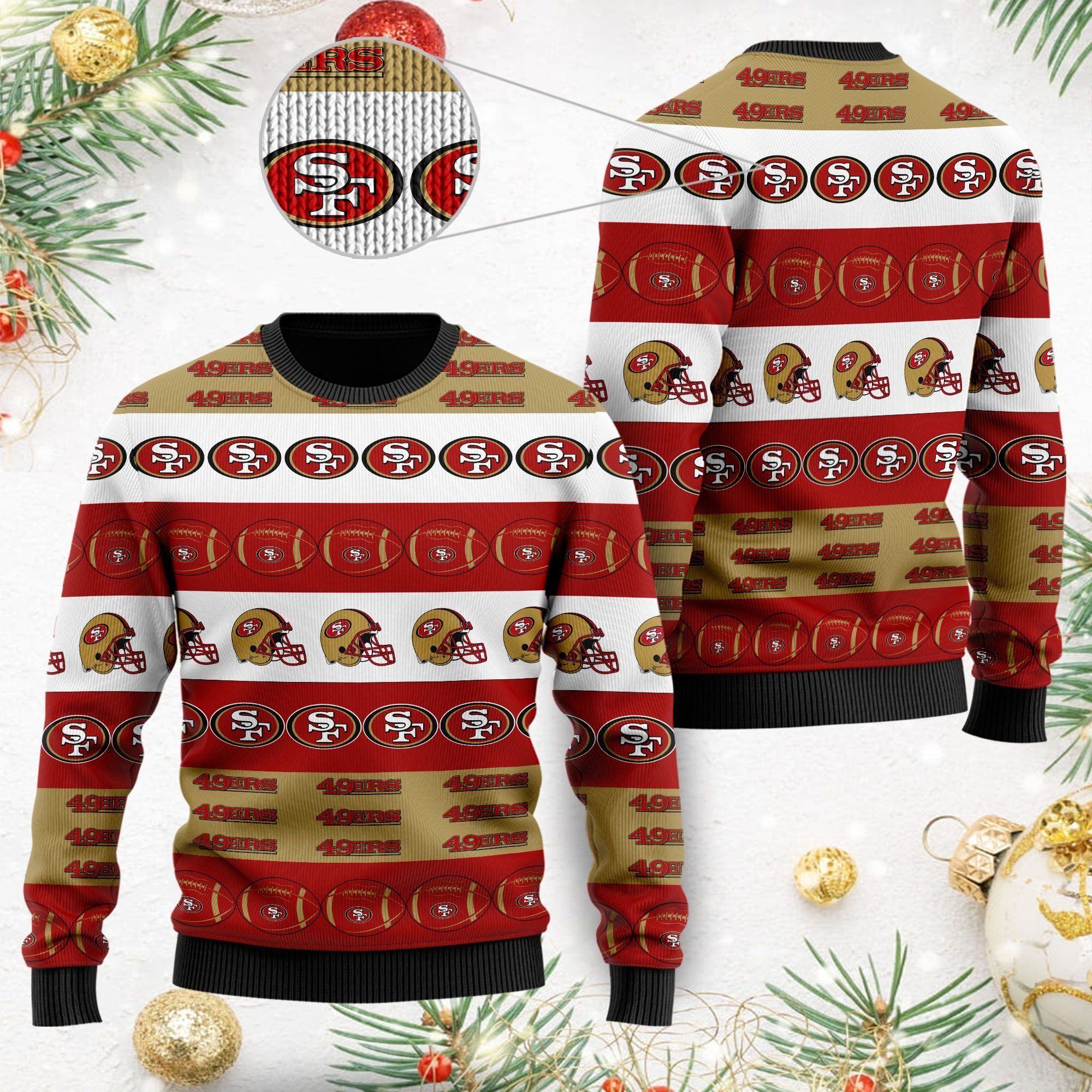 San Francisco 49ers NFL American Football Team Logo Helmet Symbols Men Women Ugly Christmas Sweater
