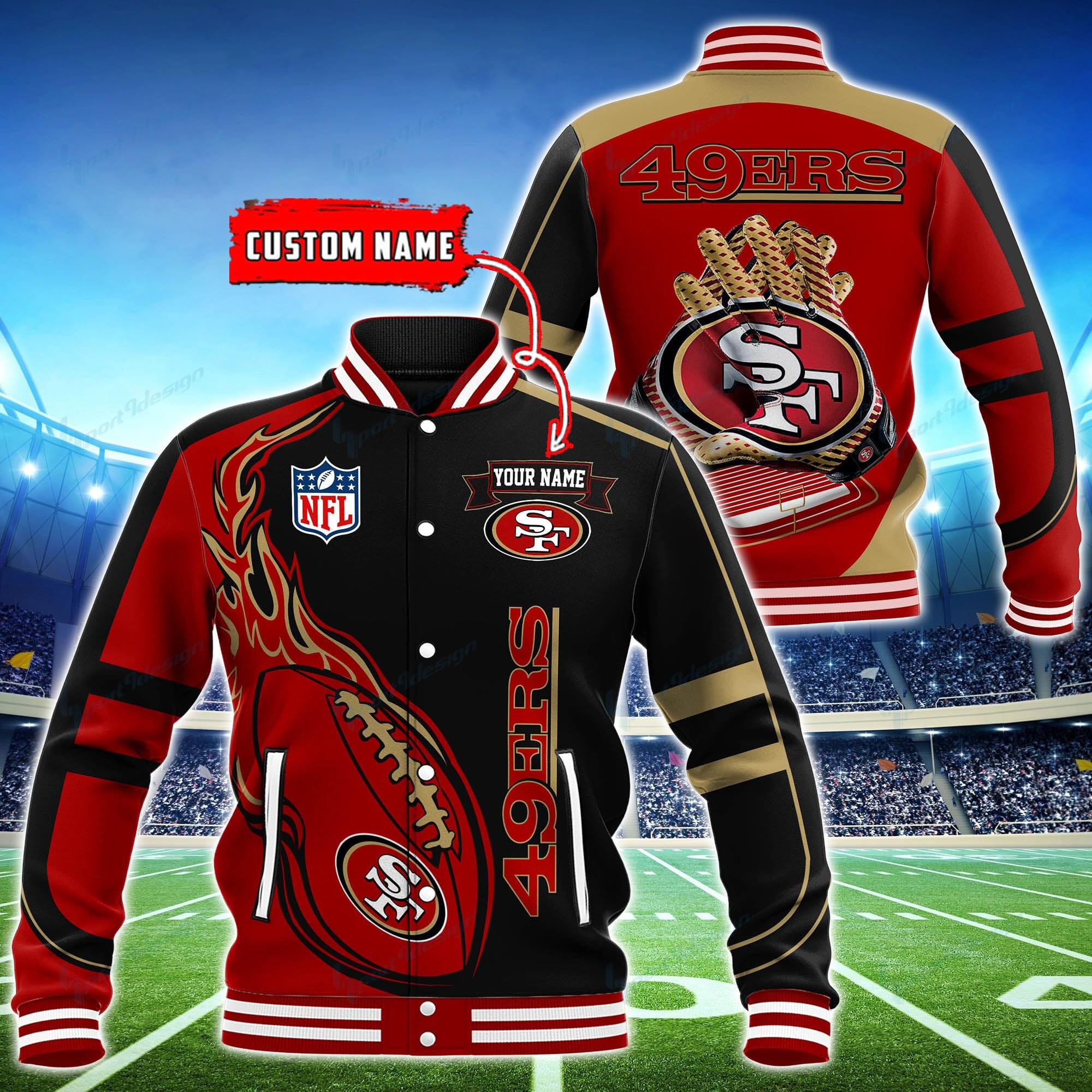 San Francisco 49ers Personalized Baseball Jacket for Men & Women | NFL Team Fan Gift