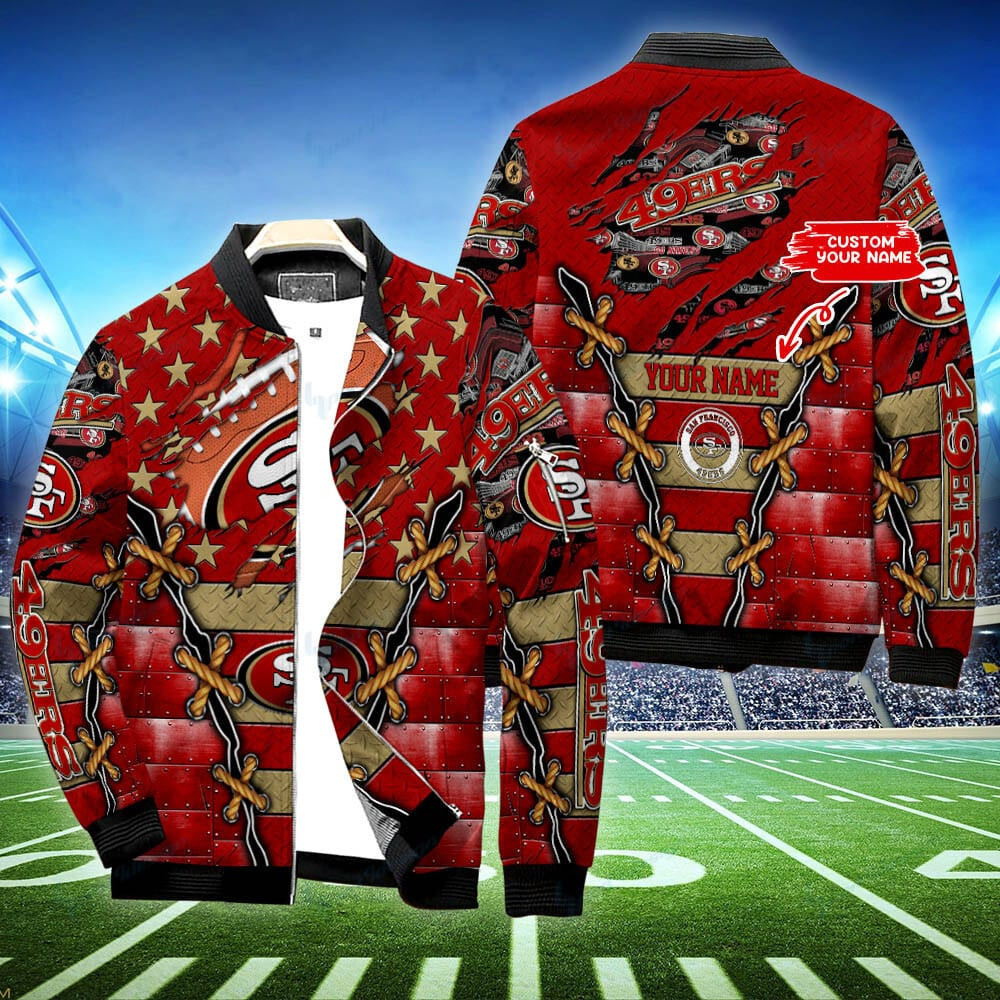 San Francisco 49ERS Personalized Bomber Jacket | NFL Team Jacket for Men & Women | Football Fan Gift